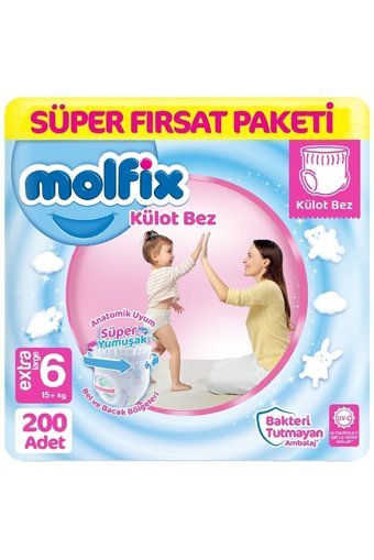 Molfix Süper Yumuşak 6 Numara Külot Bebek Bezi 4x50 Adet