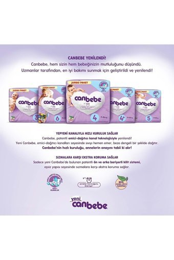 Canbebe Maxi Plus Extra Fırsat Paketi 4 + Numara Bantlı Bebek Bezi 300 Adet