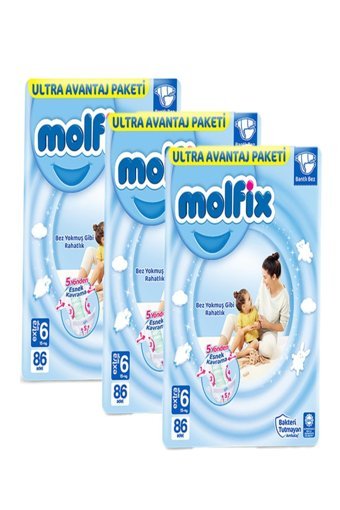 Molfix Extra Large 6 Numara Cırtlı Bebek Bezi 3x86 Adet