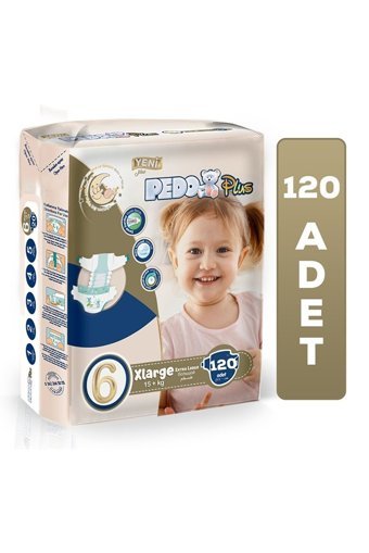 Pedo Plus XL İkiz 6 Numara Organik Cırtlı Bebek Bezi 120 Adet