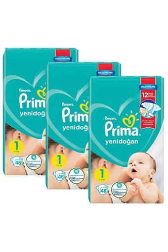 Prima Aktif Bebek 1 Numara Göbek Oyuntulu Cırtlı Bebek Bezi 144 Adet