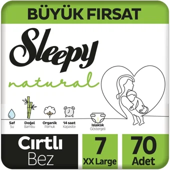 Sleepy XXLarge Büyük Fırsat 7 Numara Organik Cırtlı Bebek Bezi
