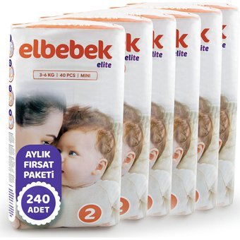 Elbebek Elite Mini 2 Numara Cırtlı Bebek Bezi 240 Adet