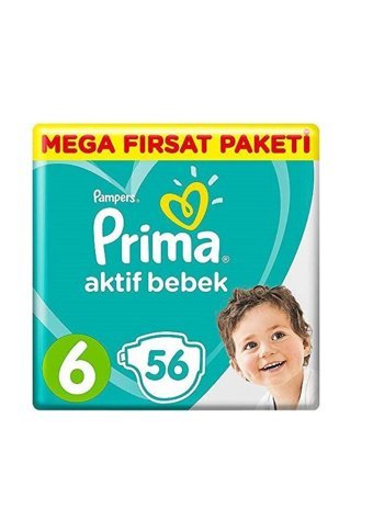 Prima Aktif Bebek 6 Numara Cırtlı Bebek Bezi 2x56 Adet