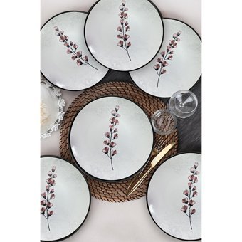 Keramika Sakura Desenli 25 Parça 12 Kişilik Seramik Kahvaltı Takımı Beyaz