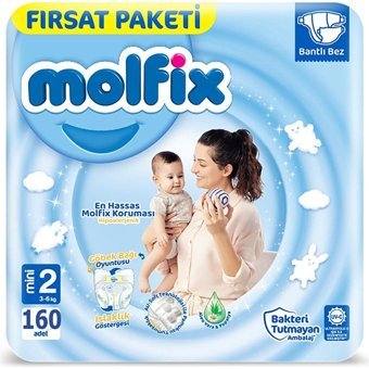 Molfix Hipoalerjenik 2 Numara Göbek Oyuntulu Cırtlı Bebek Bezi 160 Adet