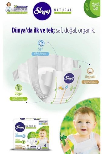 Sleepy Natural Ultra Hassas 4 Numara Organik Cırtlı Bebek Bezi 360 Adet