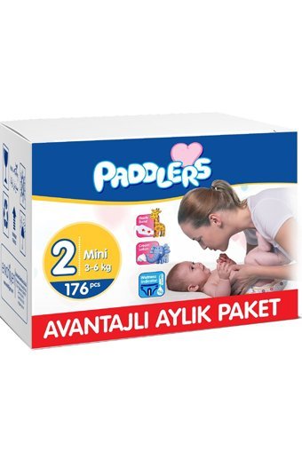 Paddlers Mini 2 Numara Organik Cırtlı Bebek Bezi 176 Adet
