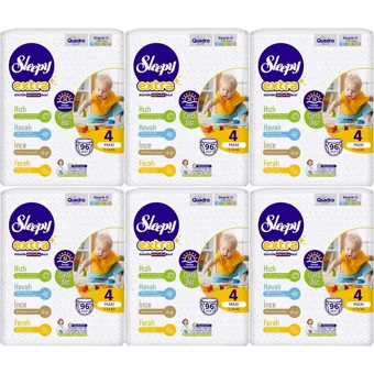 Sleepy Extra 4 Numara Organik Cırtlı Bebek Bezi 6x96 Adet