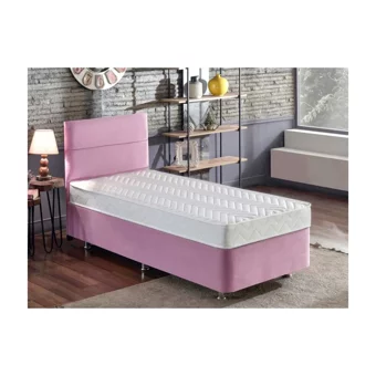Niron Yatak Pinky 100x200 cm Başlıklı Yataklı Sandıklı Tek Kişilik Baza Seti Pembe