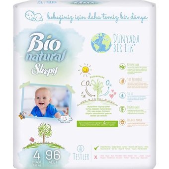 Sleepy Bio Natural 4 Numara Organik Cırtlı Bebek Bezi 5x96 Adet