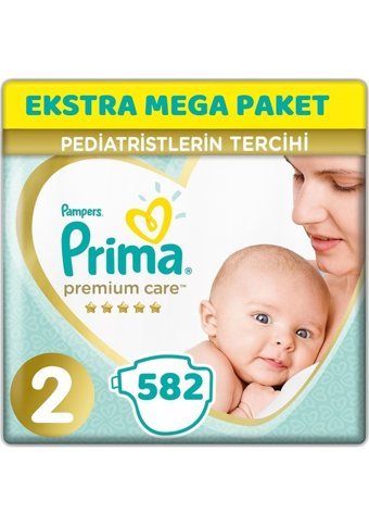 Prima Premium Care 2 Numara Cırtlı Bebek Bezi 582 Adet