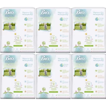 Sleepy Bio Natural 7 Numara Organik Cırtlı Bebek Bezi 6x56 Adet