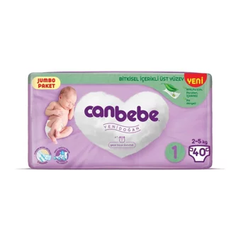 Canbebe Jumbo Paket Yenidoğan 1 Numara Bantlı Bebek Bezi 80 Adet