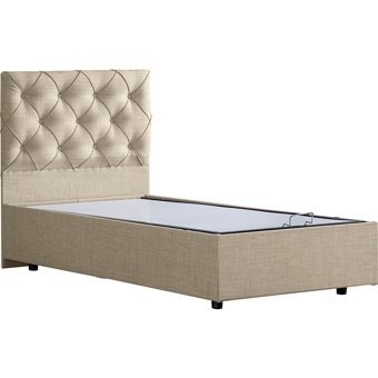 Setay Eylül 90x200 cm Başlıklı Yataklı Sandıklı Tek Kişilik Baza Seti Krem