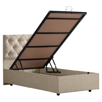 Setay Eylül 90x200 cm Başlıklı Yataklı Sandıklı Tek Kişilik Baza Seti Krem