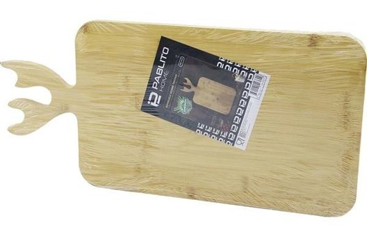 Go İthalat Dikdörtgen Ahşap Bambu Kesim Panosu - Kesme Tahtası Geyik Boynuz Figür Saplı 22 x 36 cm (4835)