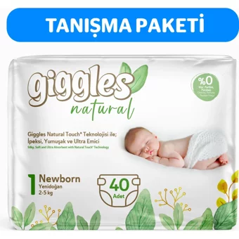 Giggles Natural Yenidoğan Yenidoğan Cırtlı Bebek Bezi 40 Adet