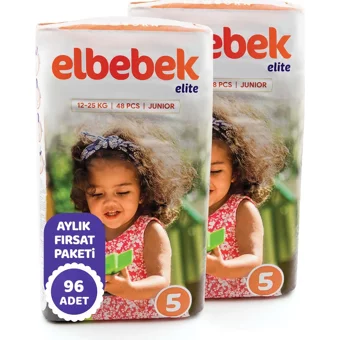 Elbebek Elite Junior 5 Numara Cırtlı Bebek Bezi 96 Adet