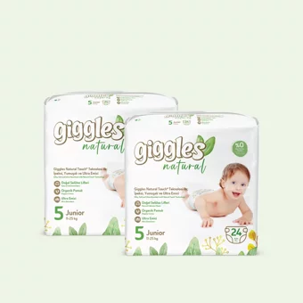 Giggles Natural Junior 5 Numara Cırtlı Bebek Bezi 48 Adet