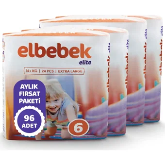 Elbebek Elite Extra Large 6 Numara Cırtlı Bebek Bezi 96 Adet