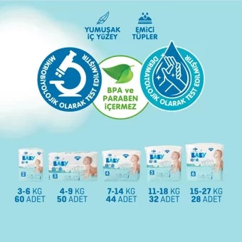 Carrefour Baby Midi 3 Numara Cırtlı Bebek Bezi 50 Adet