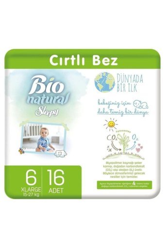 Sleepy Bio Naturel 6 Numara Organik Cırtlı Bebek Bezi 16 Adet