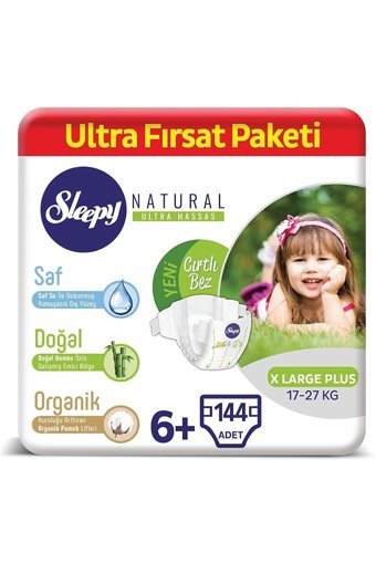 Sleepy Natural 6 + Numara Organik Cırtlı Bebek Bezi 144 Adet