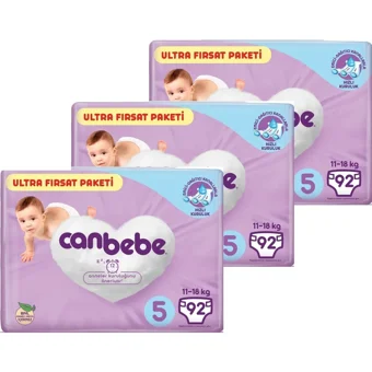 Canbebe Junior 5 Numara Bantlı Bebek Bezi 3x92 Adet