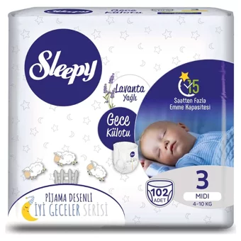 Sleepy Midi 3 Numara Organik Külot Bebek Bezi 102 Adet