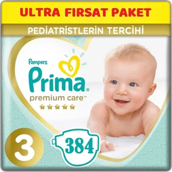Prima Premium Care 3 Numara Cırtlı Bebek Bezi 384 Adet