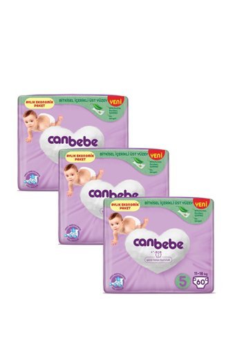 Canbebe 5 Numara Bantlı Bebek Bezi 3x60 Adet