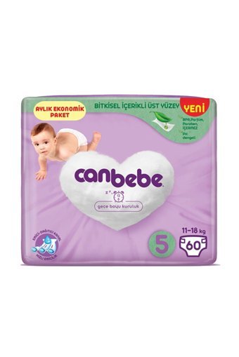 Canbebe 5 Numara Bantlı Bebek Bezi 3x60 Adet