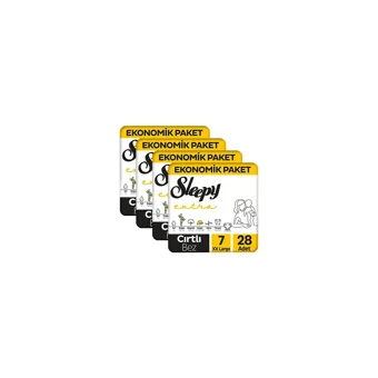 Sleepy Extra 7 Numara Organik Cırtlı Bebek Bezi 4x28 Adet
