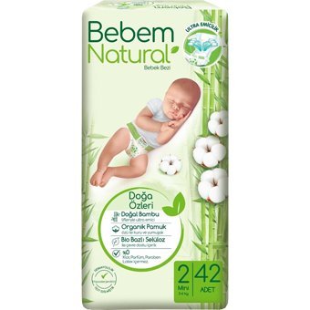 Bebem Natural Doğa Özleri 2 Numara Organik Cırtlı Bebek Bezi 210 Adet