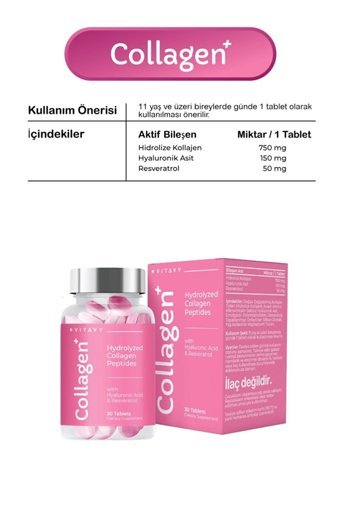 Vitavy Hyaluronic Acid-Resveratrol Tablet Kolajen 30 Tablet