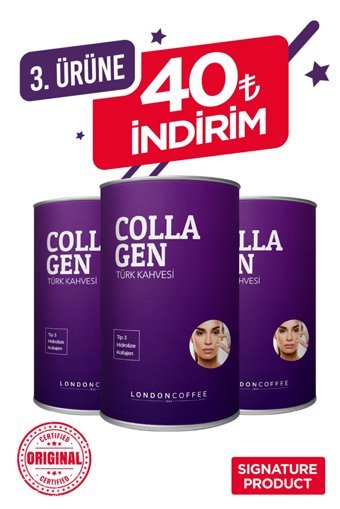 London Coffee Collagenli Türk Kahvesi Toz Kolajen 3x250 gr