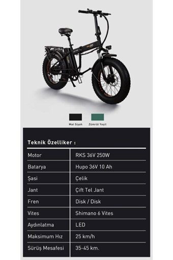 Skyjet Nitro 250 W 35 Km Menzil 6 Vites Katlanır Elektrikli Şehir / Tur Bisiklet Siyah