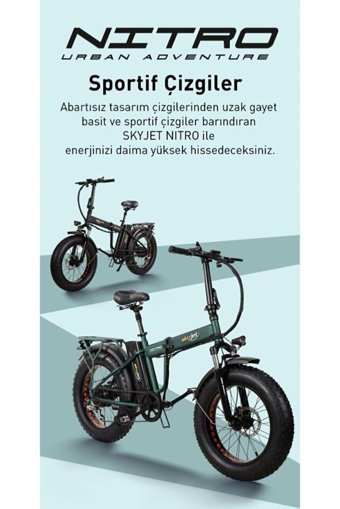 Skyjet Nitro 250 W 35 Km Menzil 6 Vites Katlanır Elektrikli Şehir / Tur Bisiklet Siyah