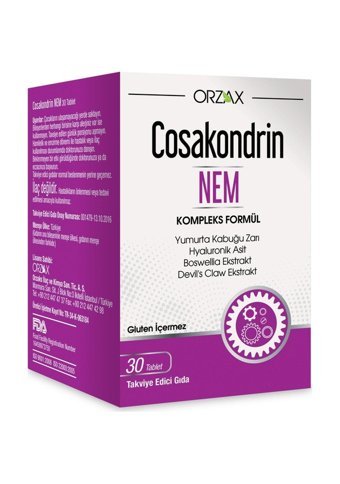 Orzax Cosakondrin Nem Tablet Kolajen 30 Tablet