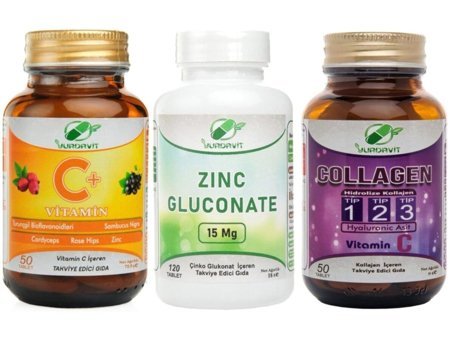 Yurdavit Zinc Gluconate Çinko Glukonat Tablet Kolajen 50x1000 mg