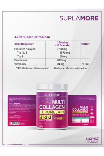 Suplamore Multi Collagen-Bromelain Toz Kolajen 300 gr