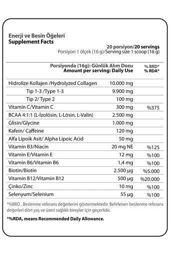 Hardline Collagen Sports Toz Kolajen 320 gr
