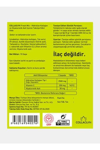 Collaquın Fresh Mıx Collagen Saşe Kolajen 15 Saşe
