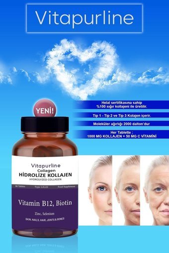 Vitapurline Biotin Hidrolize Collagen Tablet Kolajen 90x3000 mg
