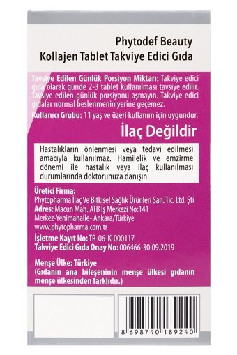 Phytodef Collagen-C Vitamini Tablet Kolajen 30 Tablet