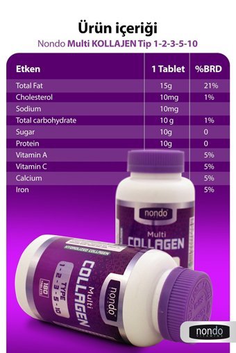 Nondo Multi Collagen Tablet Kolajen 180 Tablet