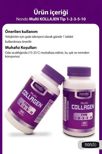 Nondo Multi Collagen Tablet Kolajen 180 Tablet