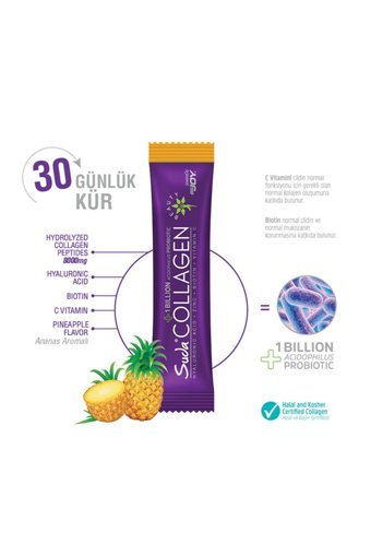 Suda Collagen Collagen Suda Collagen-Probiotic Pineapple Saşe Kolajen 30 Saşe