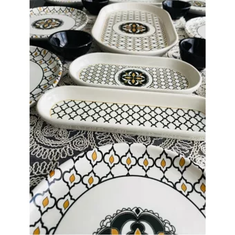 Venüs Home Decoratıon Liva Desenli 17 Parça 8 Kişilik Seramik Kahvaltı Takımı Kahverengi